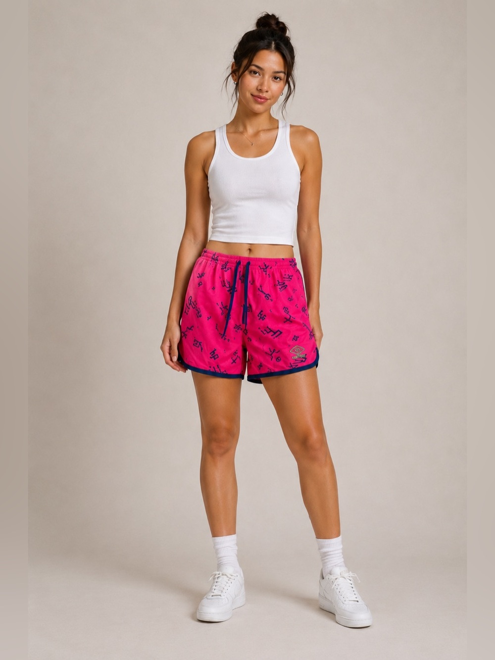 Vintage Umbro Soccer Shorts Neon Hot Pink Graphic 80s 90s Size L